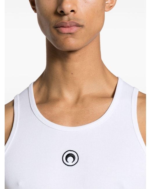MARINE SERRE White Moon Cotton Tank Top