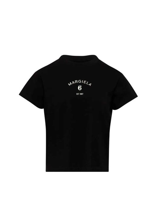 MM6 by Maison Margiela Black Printed T Shirt