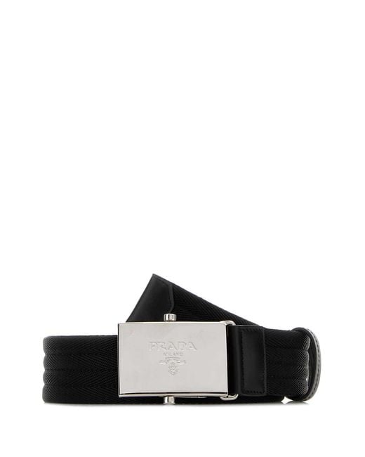 Prada Black Fabric Textured Belt for men