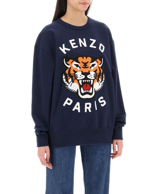 KENZO 'lucky Tiger' Oversized Sweatshirt in het Blue