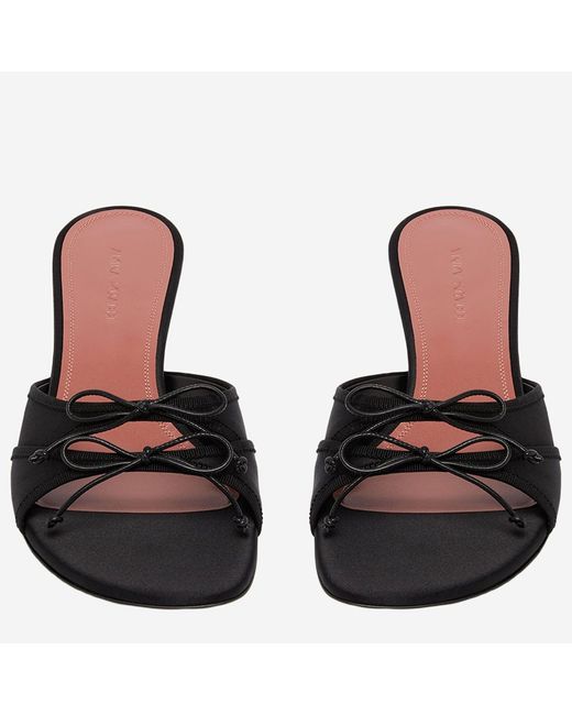 AMINA MUADDI Black Silk Slippers Eleonora
