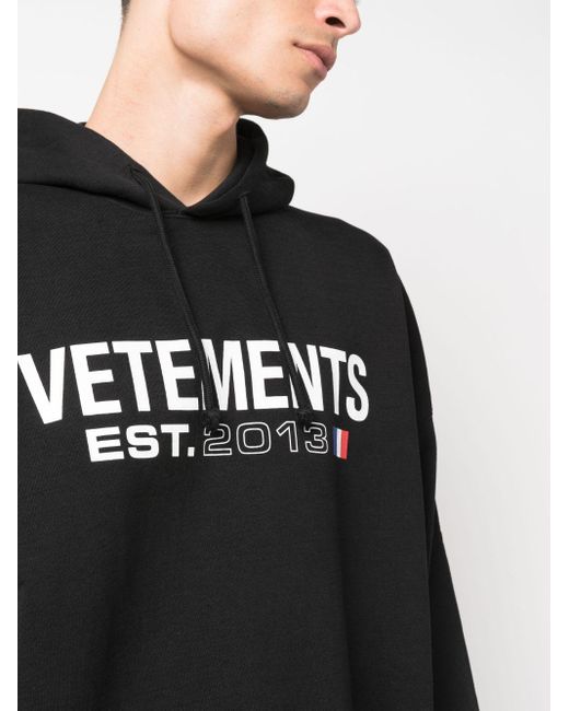 Vetements Black Logo Cotton Hoodie for men