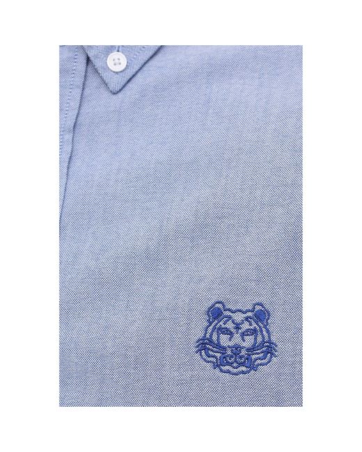 KENZO Blue Tiger Embroidered Shirt for men