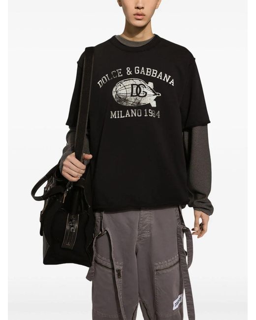 Dolce & Gabbana Black T-Shirt With Print for men