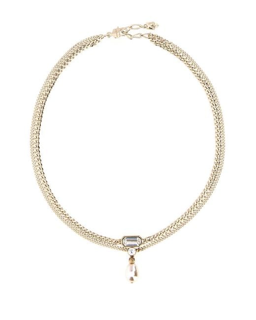 McQueen White Platinum Metal Skull Necklace