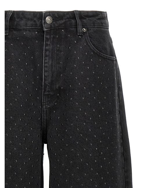 ROTATE BIRGER CHRISTENSEN Black Garment-Dyed Jeans With Tone-On-Tone Studs