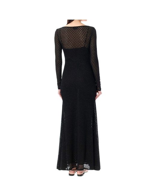 Tom Ford Black Lurex Crochet Maxi Dress