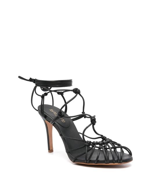 Forte_forte Black Thin Heel Sandals With Leather Tubular Laces for men