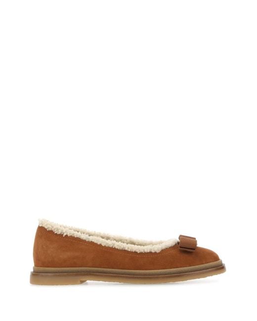 Ferragamo Brown Caramel Suede Ballerinas for men