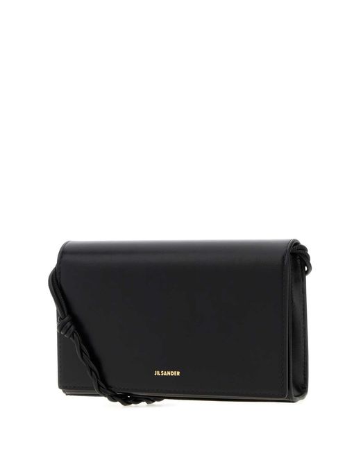 Jil Sander Black Leather Tangle Wallet