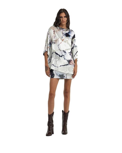 Marble Print T-Shirt Roberto Cavalli de color Gray