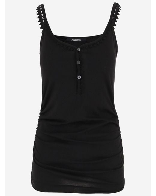 Jacquemus Black Top Cotton Half-Button