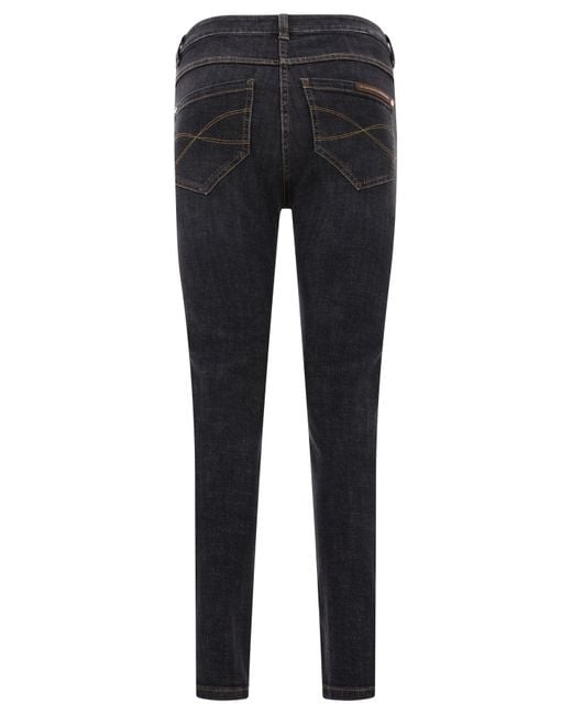 Brunello Cucinelli Jeans Met Glanzend Lederen Tabblad in het Black