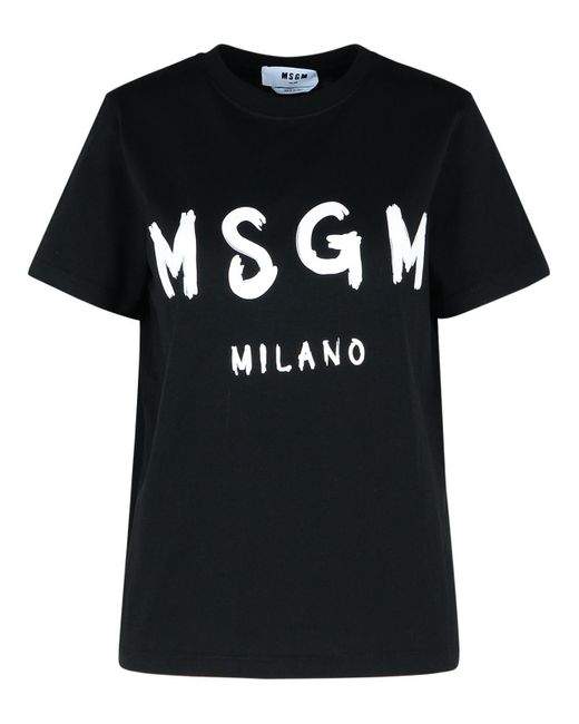 Camiseta de algodón negro MSGM de color Black