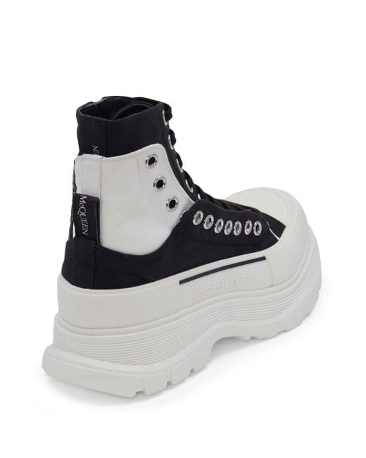 McQueen Black Tread Slick Ankle Boots for men