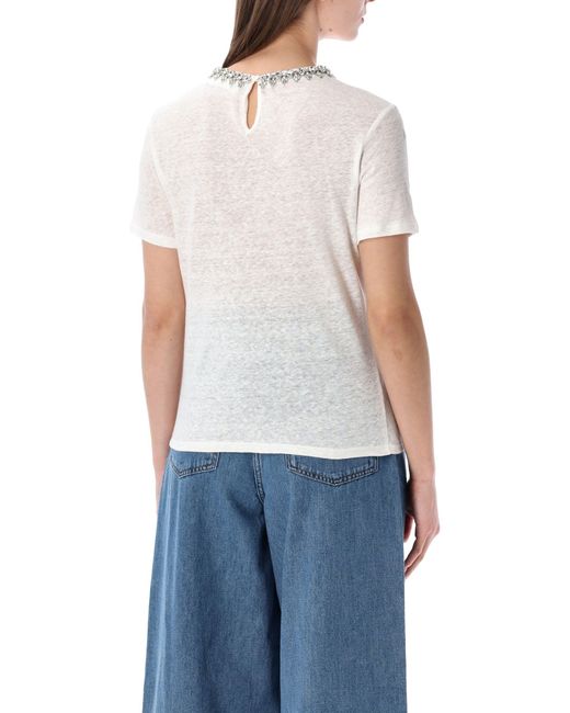 Zimmermann White Embellished Linen Tee