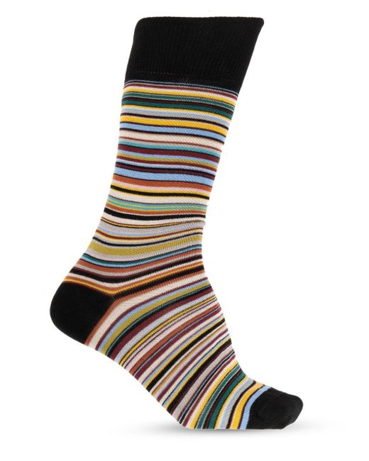 Paul Smith Signature Stripe Socks 6 Pack in het Black