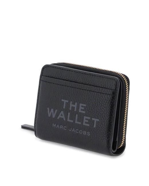 La mini billetera de cuero Mini Compact Marc Jacobs de color Black