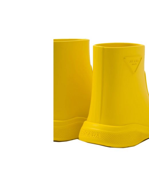 Prada Yellow Logo Gummistiefel