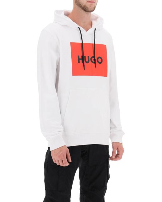 HUGO Logo Box Hoodie in Red für Herren