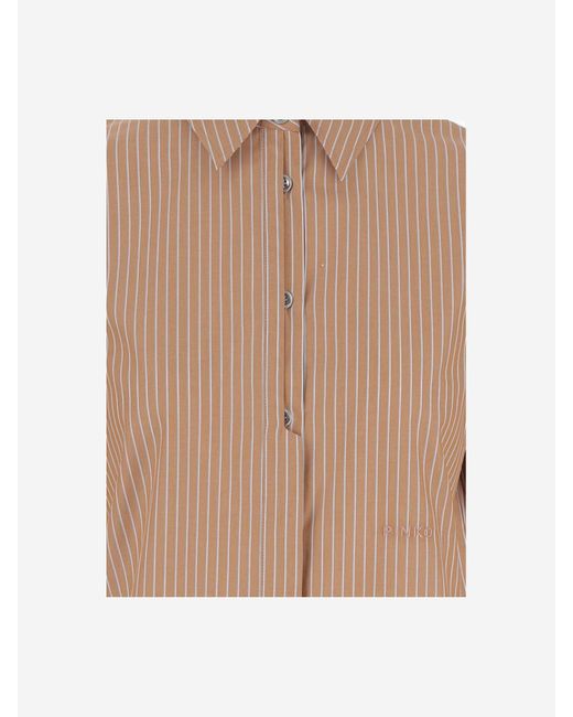 Pinko Natural Baumwollhemd mit gestreiftem Muster