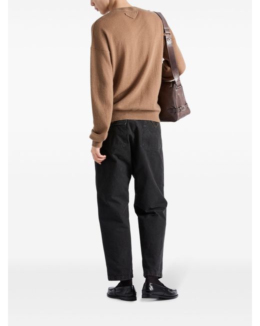 Prada Jeans mit weitem Bein und Dreieckslogo in Black für Herren