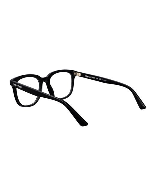 McQueen Black Transparent Recycled Acetate Glasses