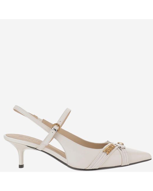 Pinko White Leather Slingback Shoes