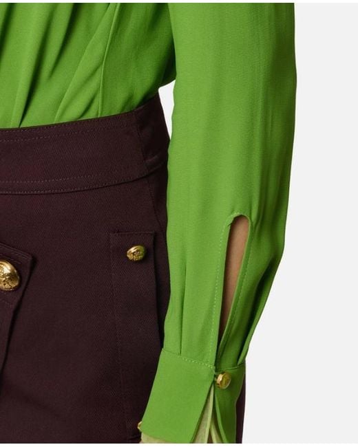 Elisabetta Franchi Green Viscose Georgette Bodysuit