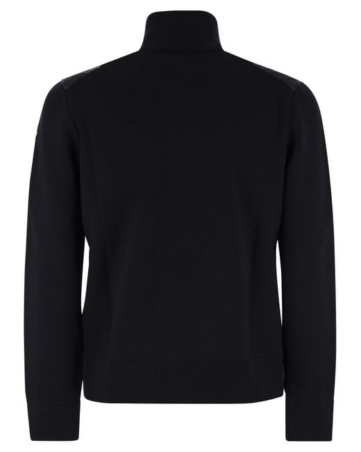 Moncler Black Padded Wool Cardigan for men