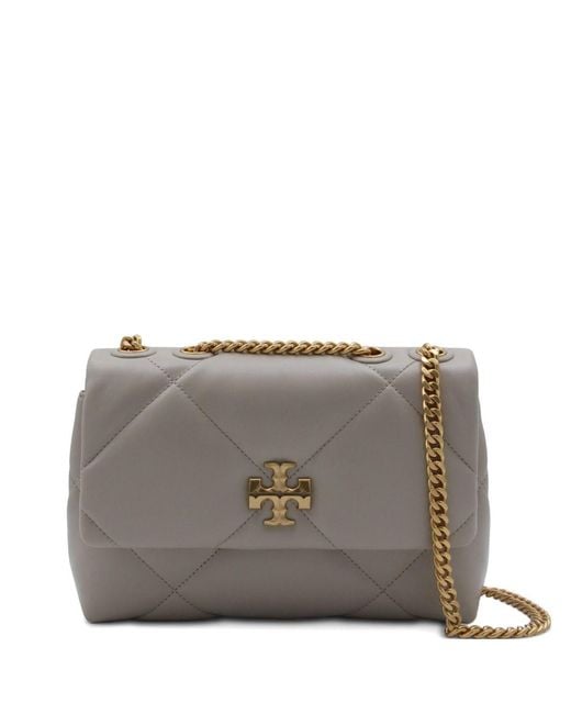 Tory Burch Gray Quilted Chain Leather Shoulder Bag