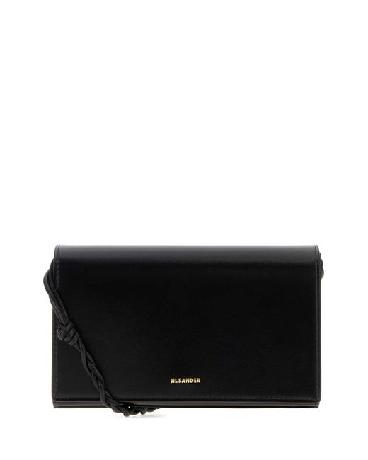 Jil Sander Black Leather Tangle Wallet