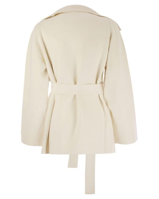Max Mara White Rea Viscose And Wool Dressing Gown Coat