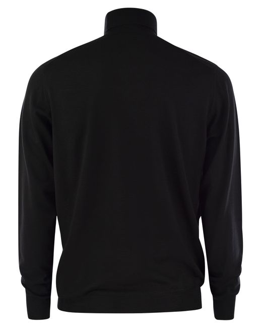 Fedeli Black Turtleneck Sweater for men