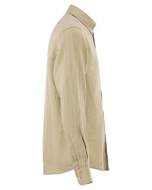 Boss Natural Pure Linen Regular Fit Shirt With Button-Down Collar for men