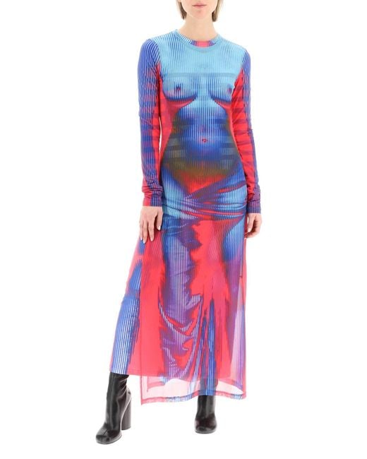 X Jean Paul Gaultier - Abito lungo Body Morph in mesh di Y. Project in Multicolor