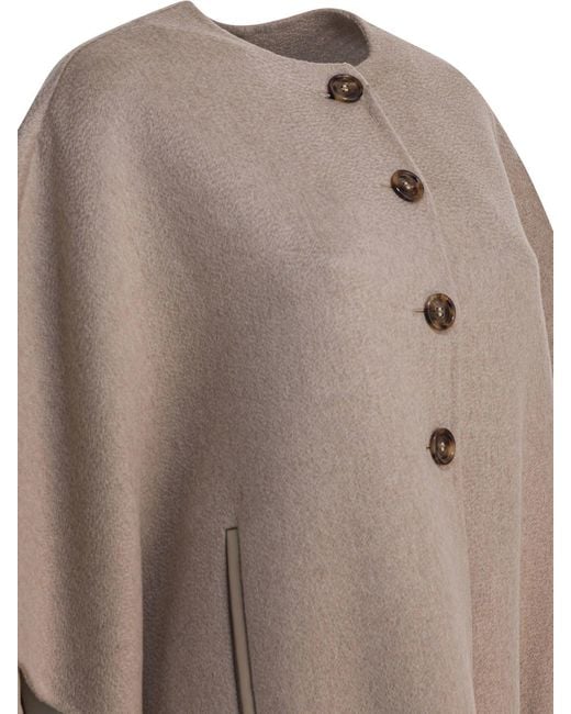 Max Mara Kasjmier Midi-cape in het Natural