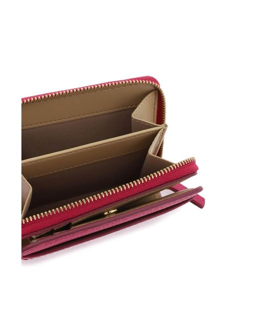 Marc Jacobs Pink Die Leder -Mini -kompakte Brieftasche