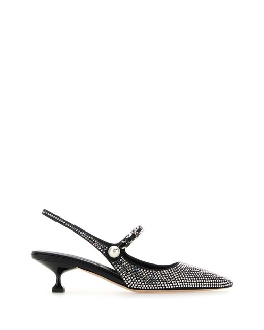 Miu Miu White Embellished Satin Pumps