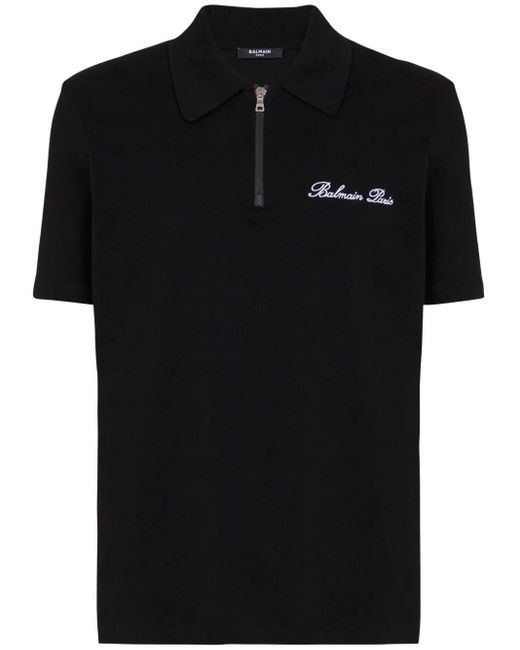 Balmain Black Polo Shirt With Embroidery
