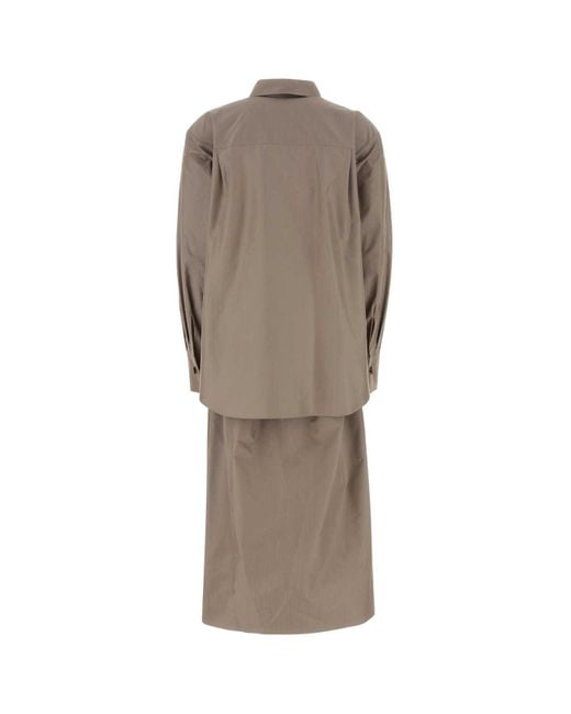 Fendi Brown Cappuccino Poplin Shirt Dress