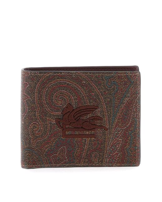 Etro Brown Paisley BIFold Wallet mit Pegaso -Logo