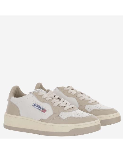 Autry Gray Medalist Color-Block Panel Leather Sneakers