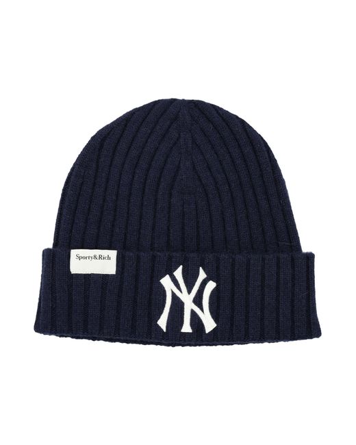 Sporty & Rich Blue Spoty & Rich Heritage Yankees Cashmere Wool Beanie