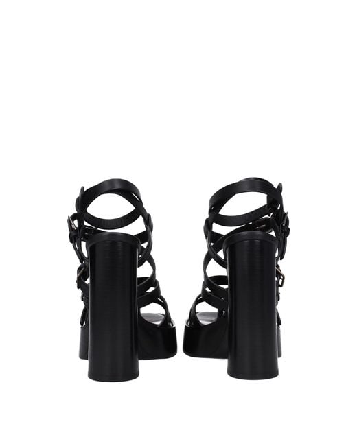 Saint Laurent Black Sandals Frauen 's Lederschwarz