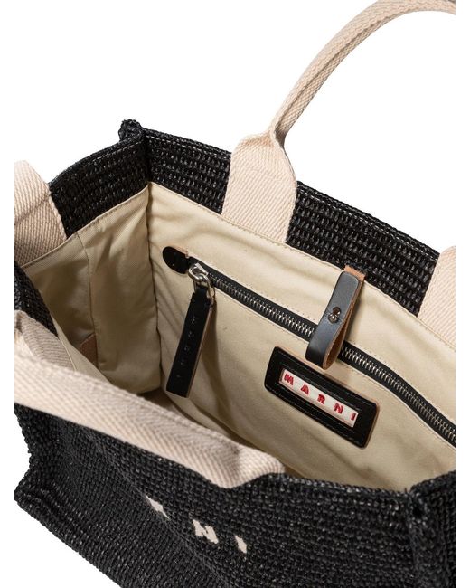 Bolso Shopper Con Efecto De Rafia Marni de color Black
