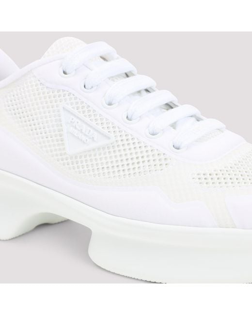 Prada White Mesh Sneakers Textile