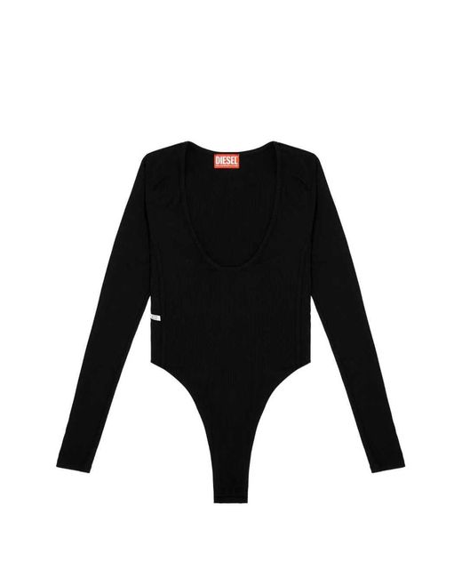 DIESEL Geribbelde T-bodysuit in het Black