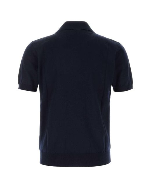 Valentino Garavani Blue Midnight Wool Polo Shirt