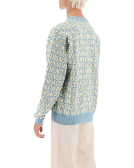 Versace Monogramm Baumwollpullover in Blue für Herren
